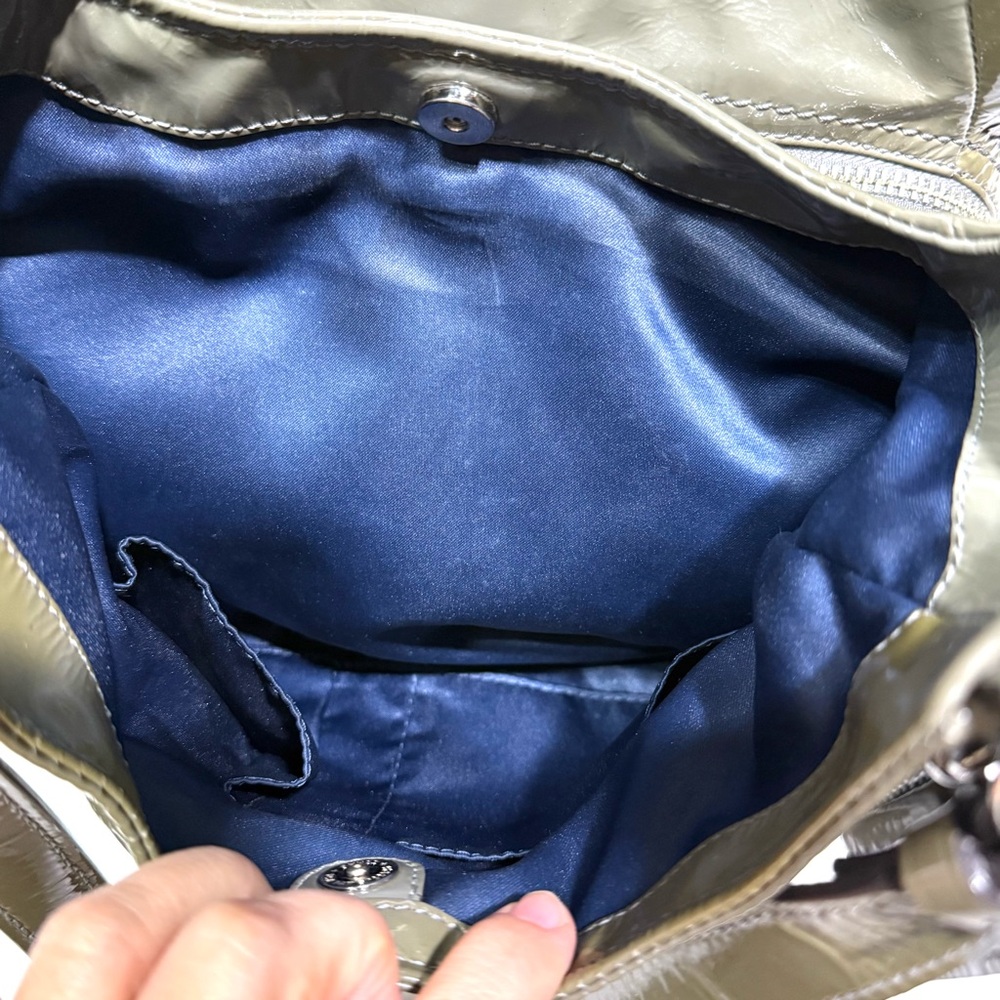Coach Madison Maggie Sage Green Patent Leather Shoulder Hobo Bag Silver Hardware - Picture 7 of 14